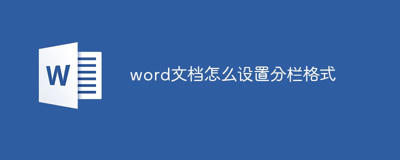 word文档怎么设置分栏格式