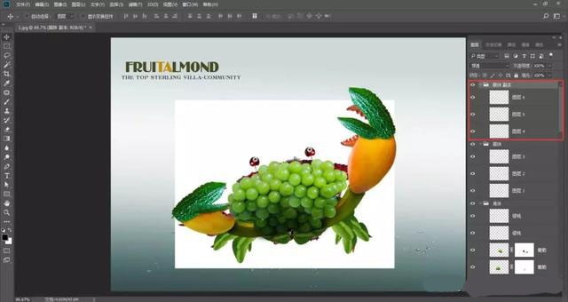 怎样用PS合成水果螃蟹 PS合成有趣的水果螃蟹教程