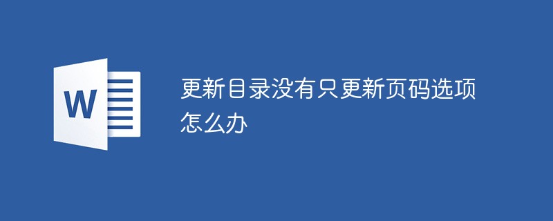 更新目录没有只更新页码选项怎么办