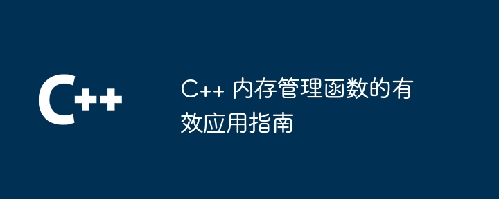 C++ 内存管理函数的有效应用指南