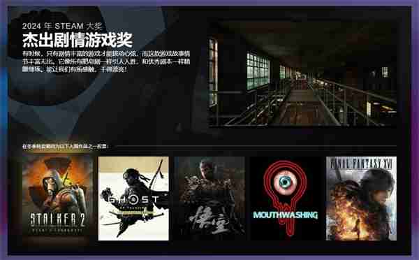 Steam公布2024大奖入围名单 《黑神话》三项提名